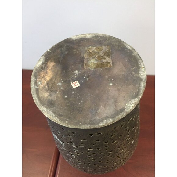 Vintage Pewter Tall Vase Ornate Leave Pattern Made In India Store Canes, Flowers - Picture 2 of 8